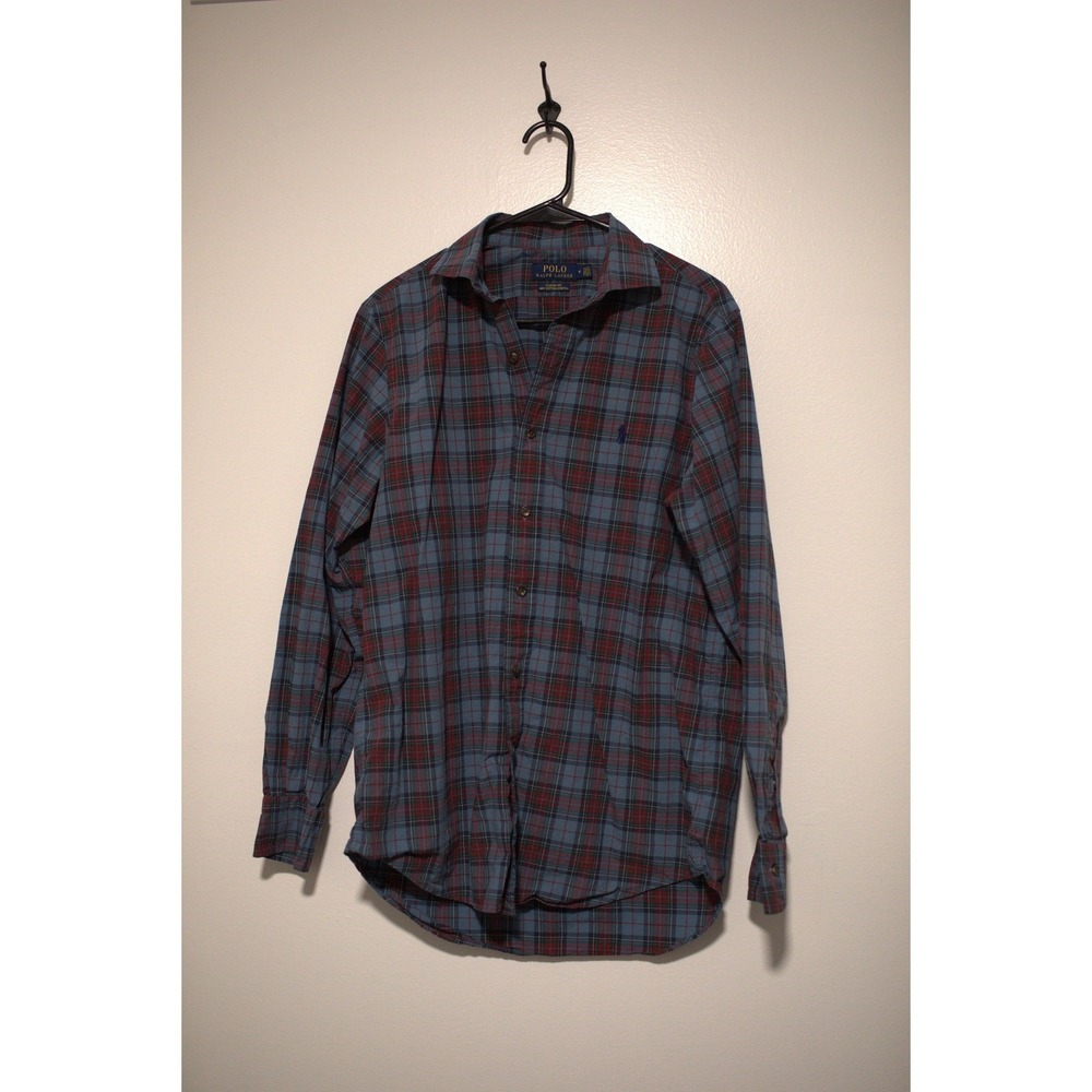 Polo Ralph Lauren Mens Classic Fit Plaid Button Down Shirt Blue Red Green M